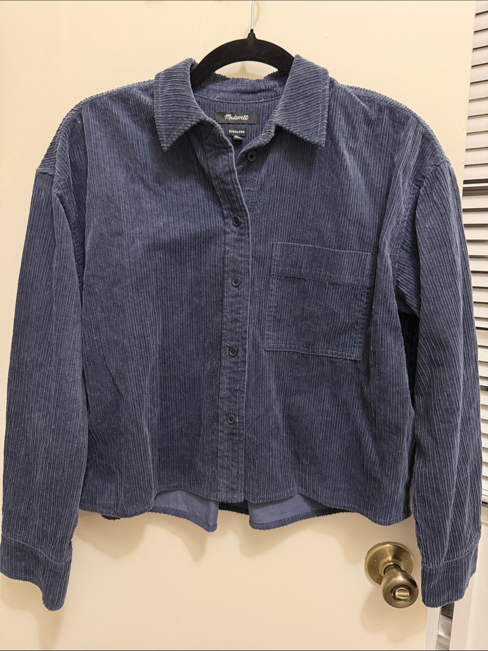 Madewell Blue Corduroy Cropped Oversized Shacket / Overshirt